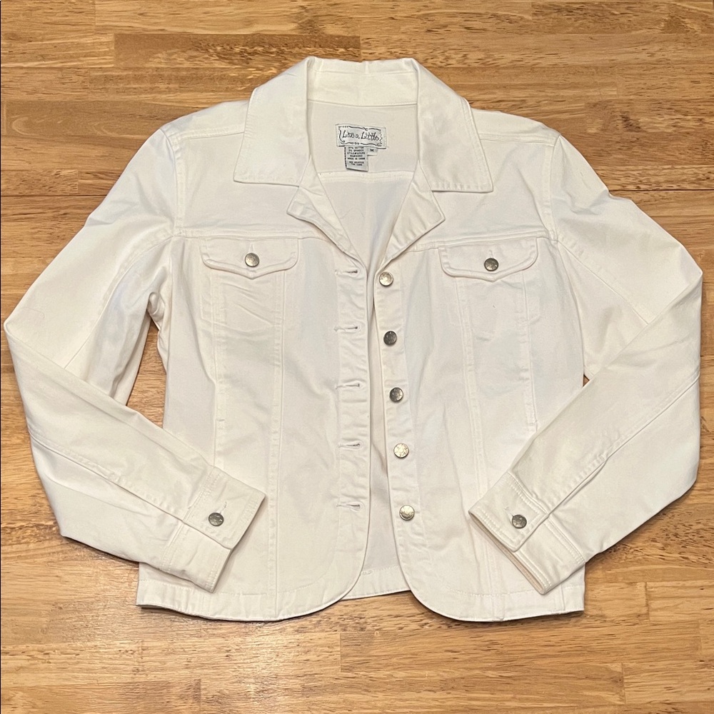 Vintage Live a Little White Denim Jacket